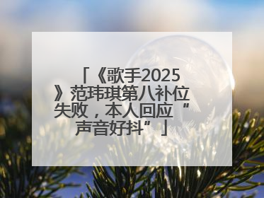 《歌手2025》范玮琪第八补位失败，本人回应“声音好抖”