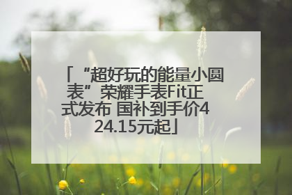 “超好玩的能量小圆表”荣耀手表Fit正式发布 国补到手价424.15元起