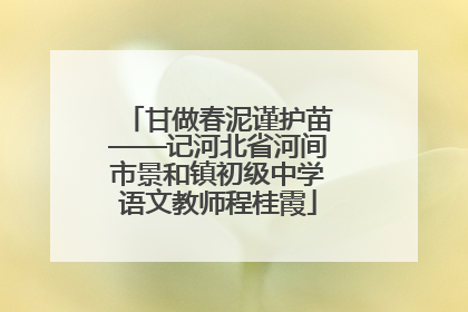 甘做春泥谨护苗——记河北省河间市景和镇初级中学语文教师程桂霞