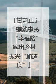 甘肃正宁：铺就惠民“幸福路” 跑出乡村振兴“加速度”
