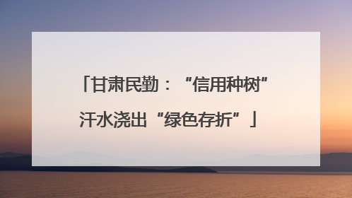 甘肃民勤：“信用种树” 汗水浇出“绿色存折”