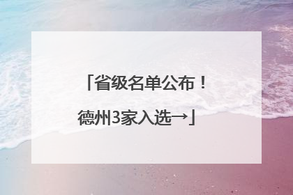 省级名单公布！德州3家入选→