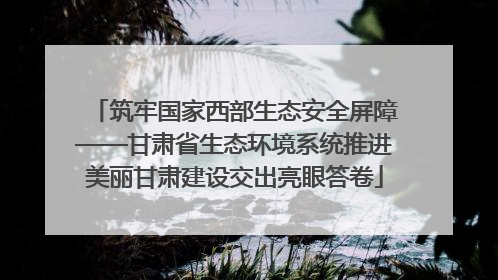 筑牢国家西部生态安全屏障——甘肃省生态环境系统推进美丽甘肃建设交出亮眼答卷