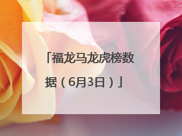 福龙马龙虎榜数据（6月3日）