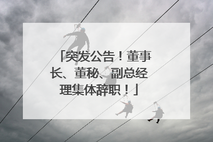 突发公告！董事长、董秘、副总经理集体辞职！