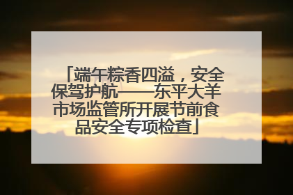 端午粽香四溢，安全保驾护航——东平大羊市场监管所开展节前食品安全专项检查