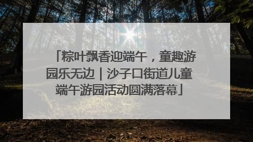 粽叶飘香迎端午，童趣游园乐无边｜沙子口街道儿童端午游园活动圆满落幕