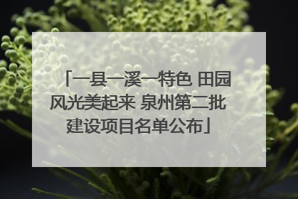 一县一溪一特色 田园风光美起来 泉州第二批建设项目名单公布