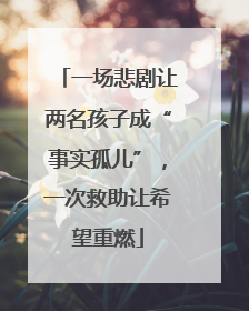 一场悲剧让两名孩子成“事实孤儿”，一次救助让希望重燃