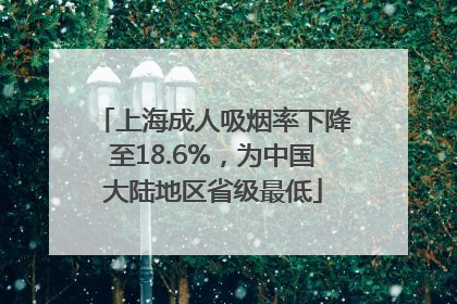 上海成人吸烟率下降至18.6%，为中国大陆地区省级最低