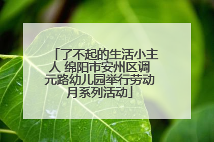 了不起的生活小主人 绵阳市安州区调元路幼儿园举行劳动月系列活动