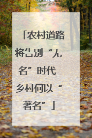 农村道路将告别“无名”时代 乡村何以“著名”