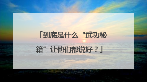 到底是什么“武功秘籍”让他们都说好？