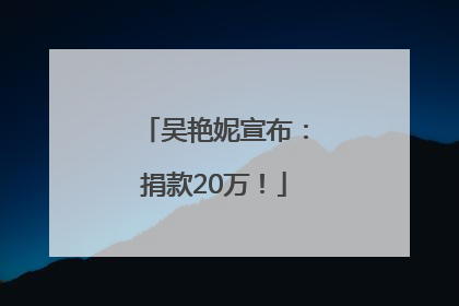 吴艳妮宣布：捐款20万！