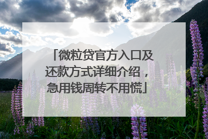 微粒贷官方入口及还款方式详细介绍，急用钱周转不用慌