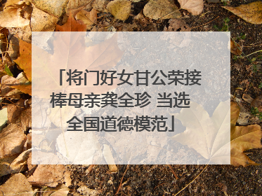 将门好女甘公荣接棒母亲龚全珍 当选全国道德模范