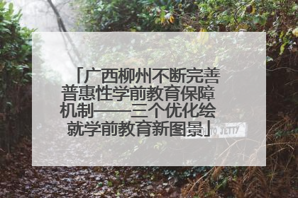 广西柳州不断完善普惠性学前教育保障机制——三个优化绘就学前教育新图景