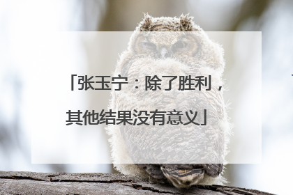 张玉宁：除了胜利，其他结果没有意义