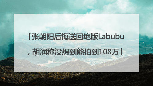 张朝阳后悔送回绝版Labubu，胡润称没想到能拍到108万
