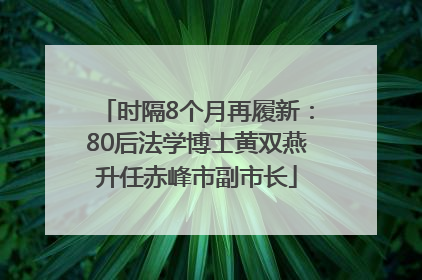 时隔8个月再履新：80后法学博士黄双燕升任赤峰市副市长