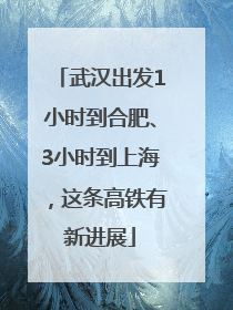 武汉出发1小时到合肥、3小时到上海，这条高铁有新进展