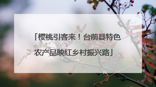 樱桃引客来！台前县特色农产品映红乡村振兴路