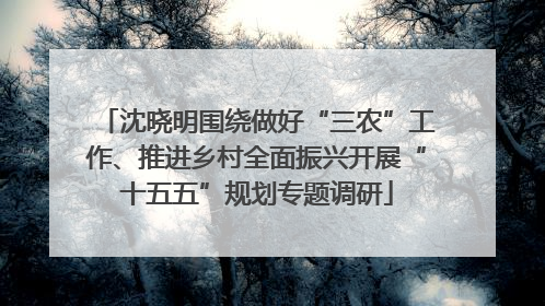 沈晓明围绕做好“三农”工作、推进乡村全面振兴开展“十五五”规划专题调研