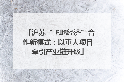 沪苏“飞地经济”合作新模式：以重大项目牵引产业链升级