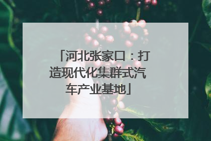 河北张家口：打造现代化集群式汽车产业基地