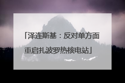 泽连斯基：反对单方面重启扎波罗热核电站