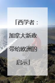 西学者：加拿大新政带给欧洲的启示