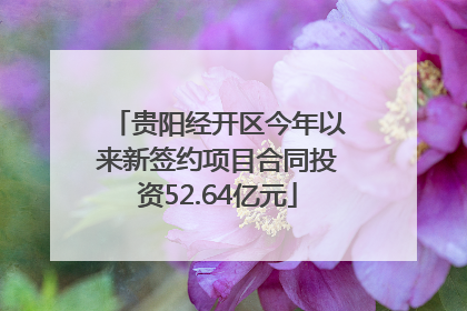 贵阳经开区今年以来新签约项目合同投资52.64亿元