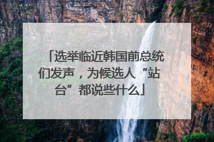 选举临近韩国前总统们发声，为候选人“站台”都说些什么