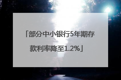 部分中小银行5年期存款利率降至1.2%