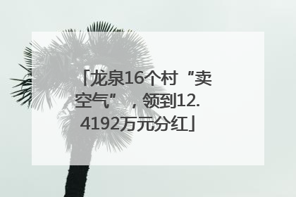 龙泉16个村“卖空气”，领到12.4192万元分红