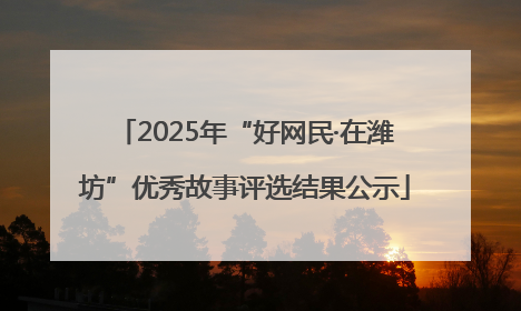 2025年“好网民·在潍坊”优秀故事评选结果公示