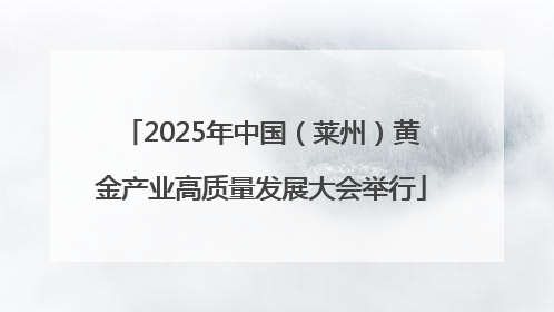 2025年中国（莱州）黄金产业高质量发展大会举行