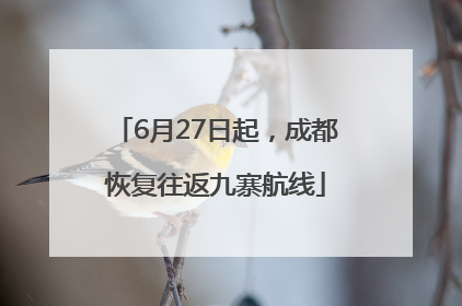 6月27日起，成都恢复往返九寨航线